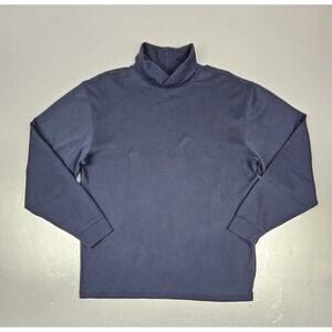 LL Bean Turtleneck Shirt Mens Medium Navy Blue Longsleeve Outdoor‎ Baselayer